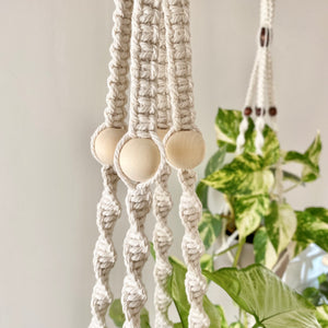 String of Pearls Plant Hanger with Wooden Beads