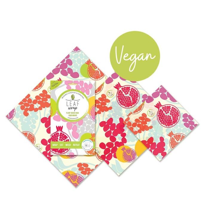 The Mixed Pack Beeswax Wraps - Pomegranate - Plant Based / Vegan