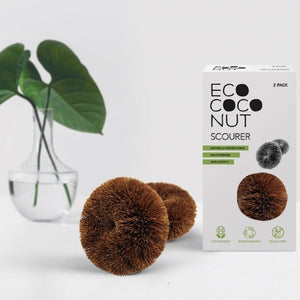Twin pack scourer made from coconut fibres